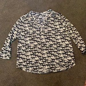 Stylish Black and White Horse Print Blouse